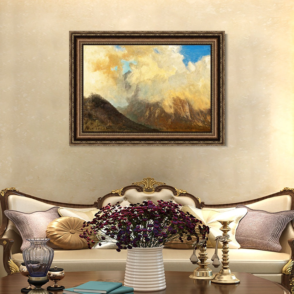 INVIN ART Framed Canvas Art Giclee Print Mountain and clouds#2 by Albert Bierstadt Wall Art