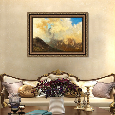 INVIN ART Framed Canvas Art Giclee Print Mountain and clouds#2 by Albert Bierstadt Wall Art Living Room Home Office Decorations