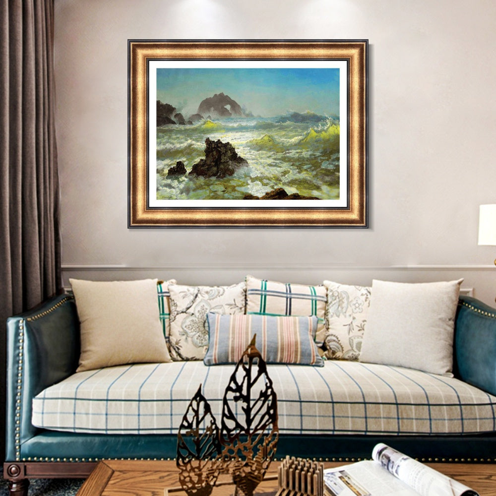 INVIN ART Framed Canvas Art Giclee Print Sea#122 by Albert Bierstadt Wall Art