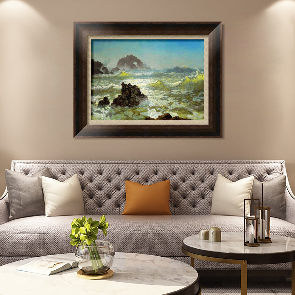 INVIN ART Framed Canvas Art Giclee Print Sea#122 by Albert Bierstadt Wall Art