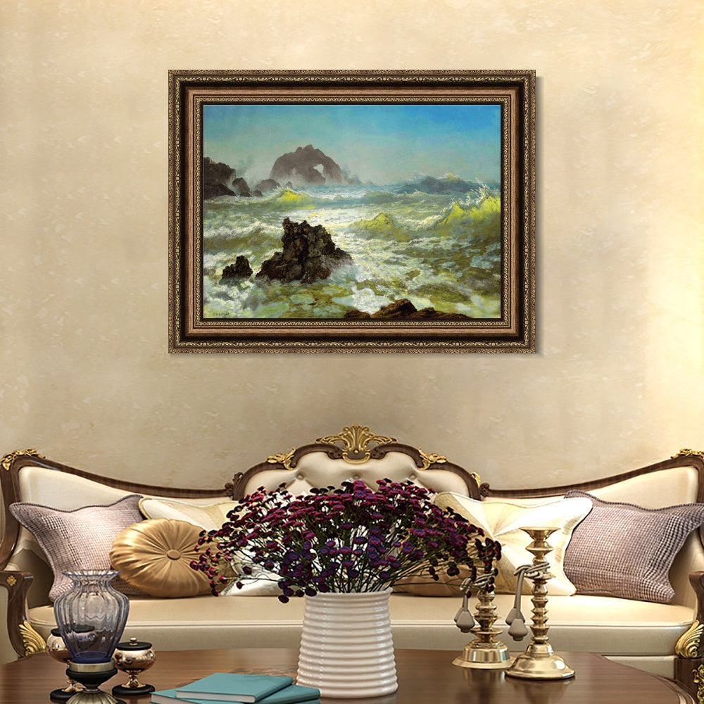 INVIN ART Framed Canvas Art Giclee Print Sea#122 by Albert Bierstadt Wall Art