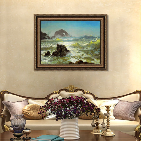 INVIN ART Framed Canvas Art Giclee Print Sea#122 by Albert Bierstadt Wall Art Living Room Home Office Decorations