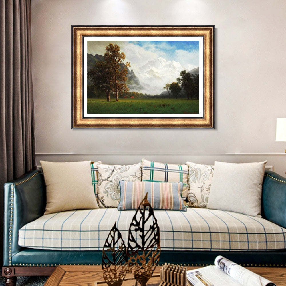 INVIN ART Framed Canvas Art Giclee Print Snow Mountain#124 by Albert Bierstadt Wall Art