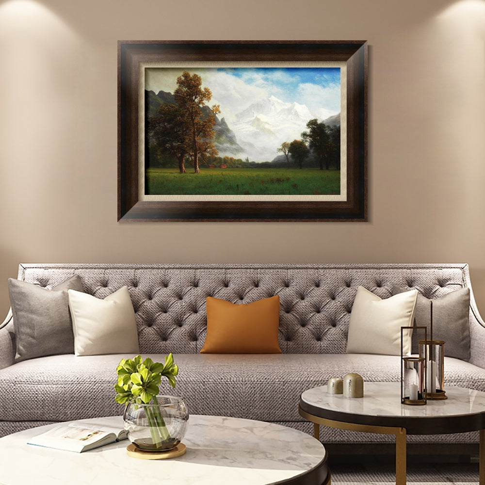 INVIN ART Framed Canvas Art Giclee Print Snow Mountain#124 by Albert Bierstadt Wall Art