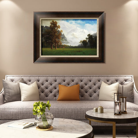 INVIN ART Framed Canvas Art Giclee Print Snow Mountain#124 by Albert Bierstadt Wall Art Living Room Home Office Decorations