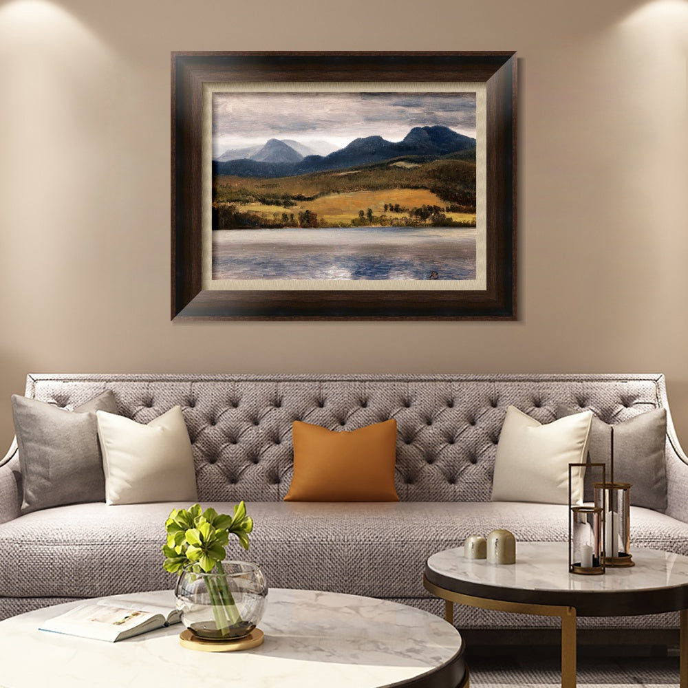 INVIN ART Framed Canvas Art Giclee Print Mountains and Lake#126 by Albert Bierstadt Wall Art