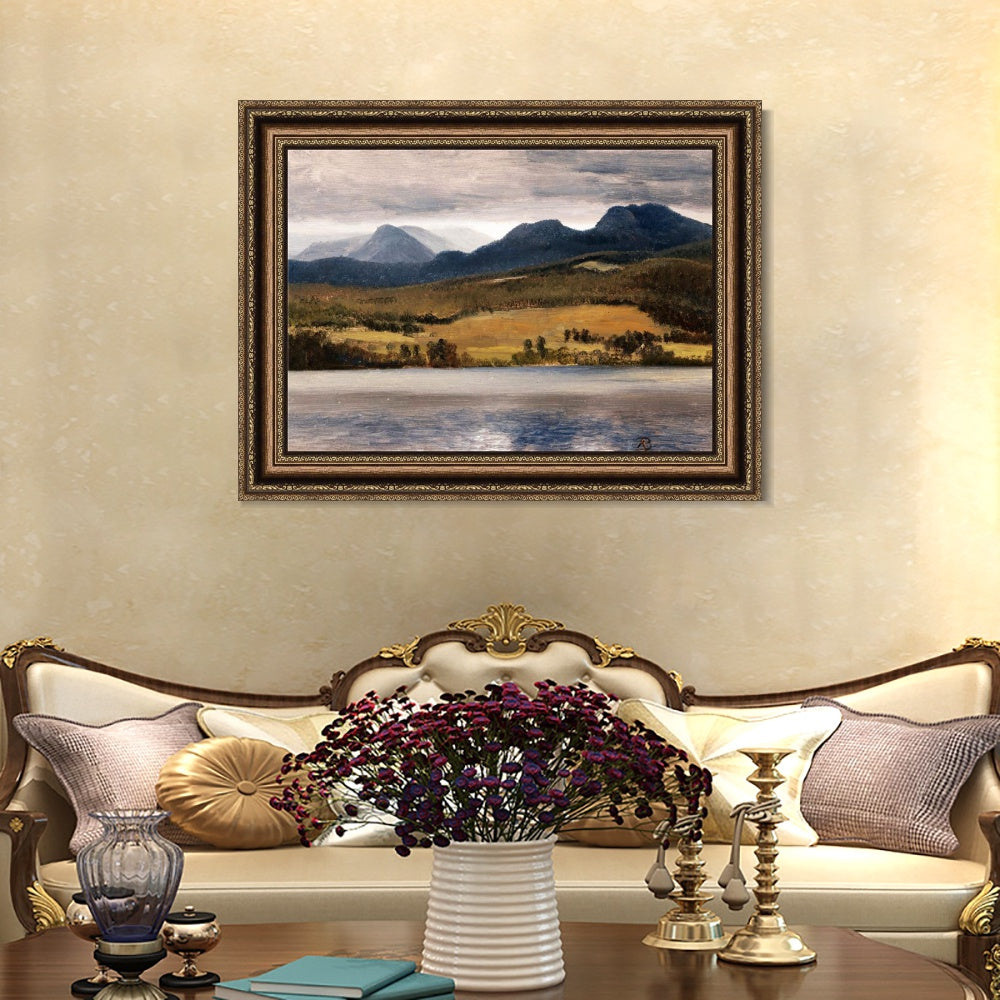 INVIN ART Framed Canvas Art Giclee Print Mountains and Lake#126 by Albert Bierstadt Wall Art