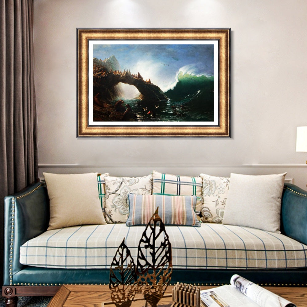 INVIN ART Framed Canvas Art Giclee Print The great wave by Albert Bierstadt Wall Art