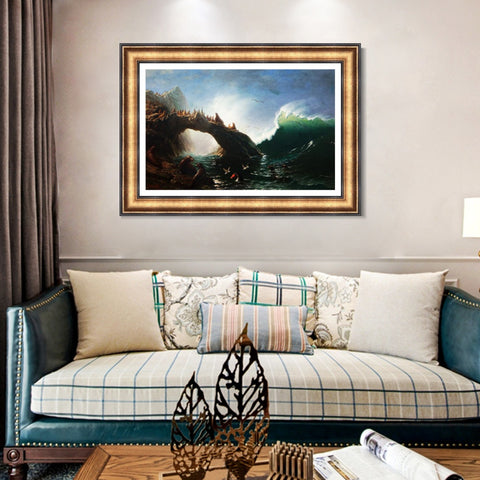 INVIN ART Framed Canvas Art Giclee Print The great wave by Albert Bierstadt Wall Art Living Room Home Office Decorations