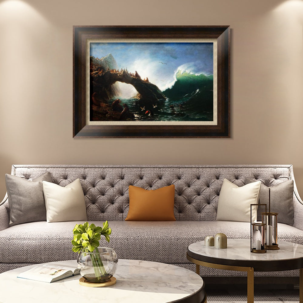 INVIN ART Framed Canvas Art Giclee Print The great wave by Albert Bierstadt Wall Art
