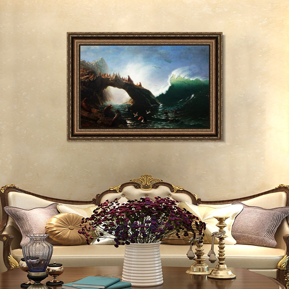 INVIN ART Framed Canvas Art Giclee Print The great wave by Albert Bierstadt Wall Art