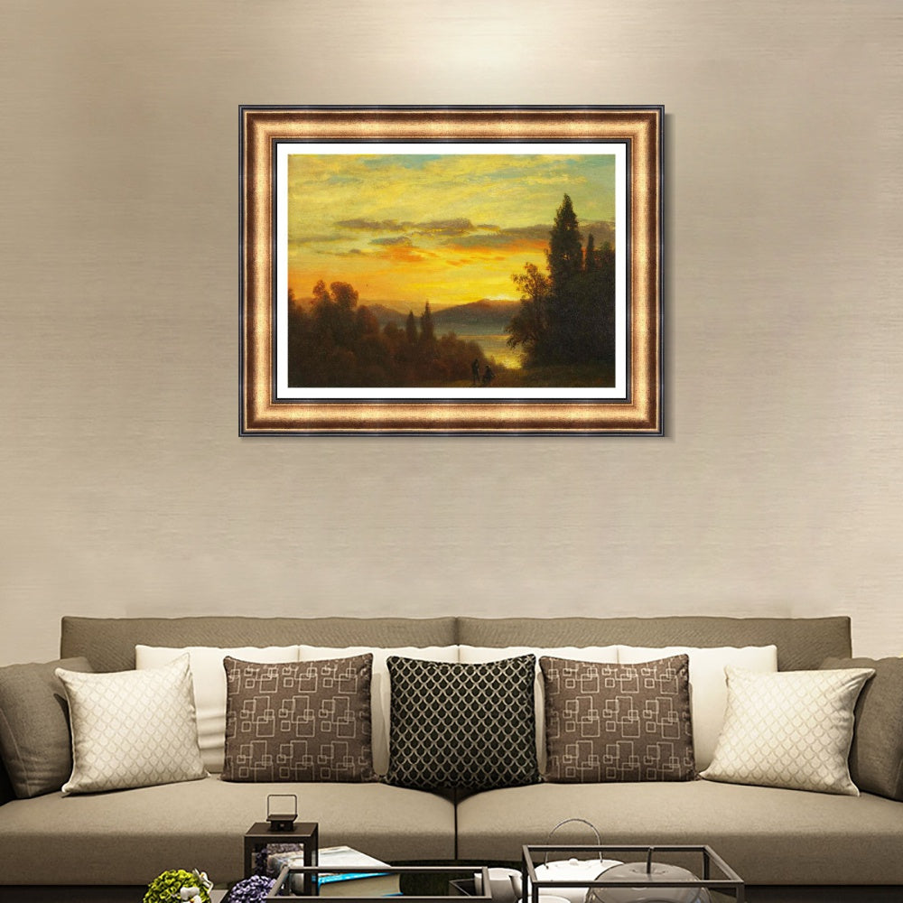 INVIN ART Framed Canvas Art Giclee Print On the Hudson River Near Irvington by Albert Bierstadt Wall Art