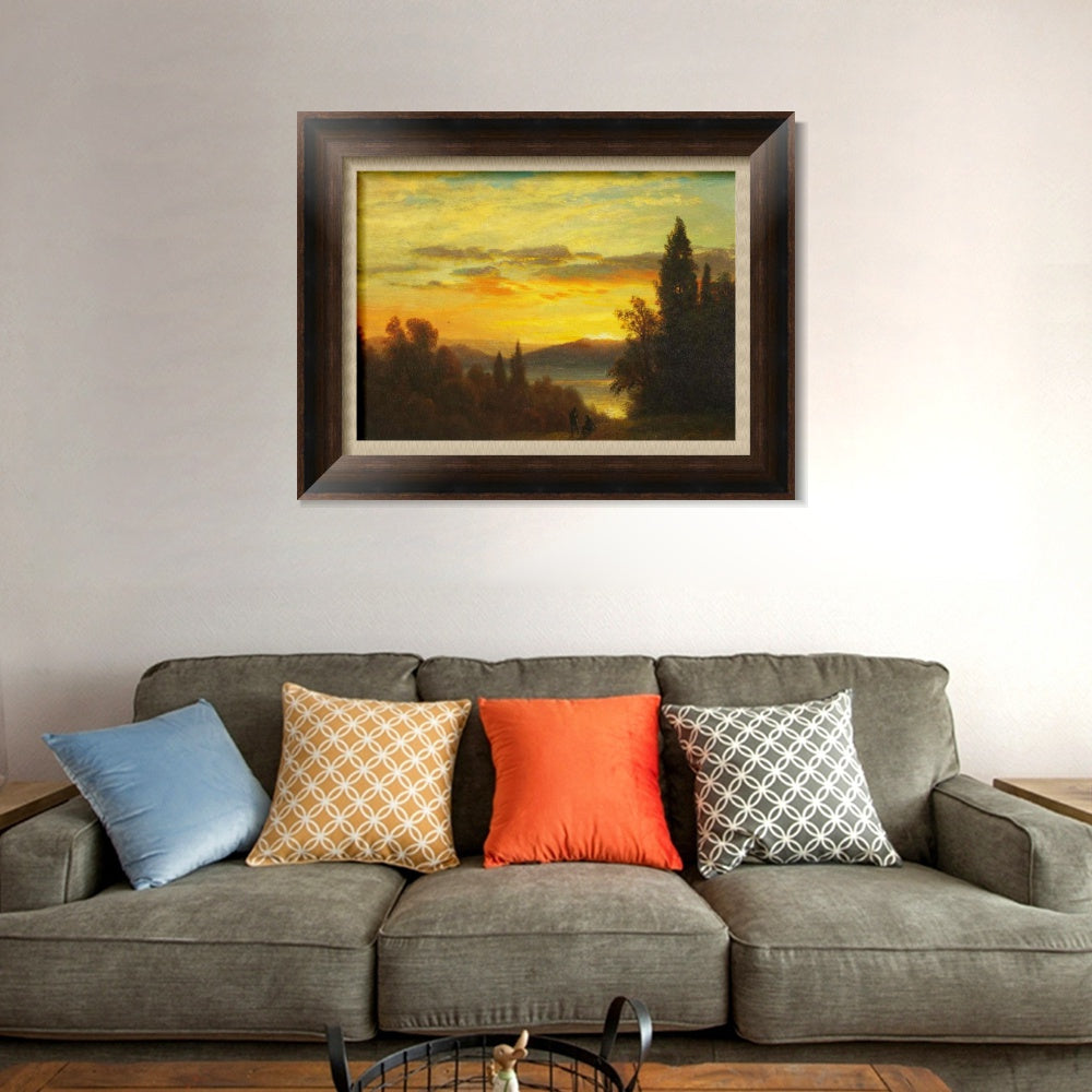 INVIN ART Framed Canvas Art Giclee Print On the Hudson River Near Irvington by Albert Bierstadt Wall Art