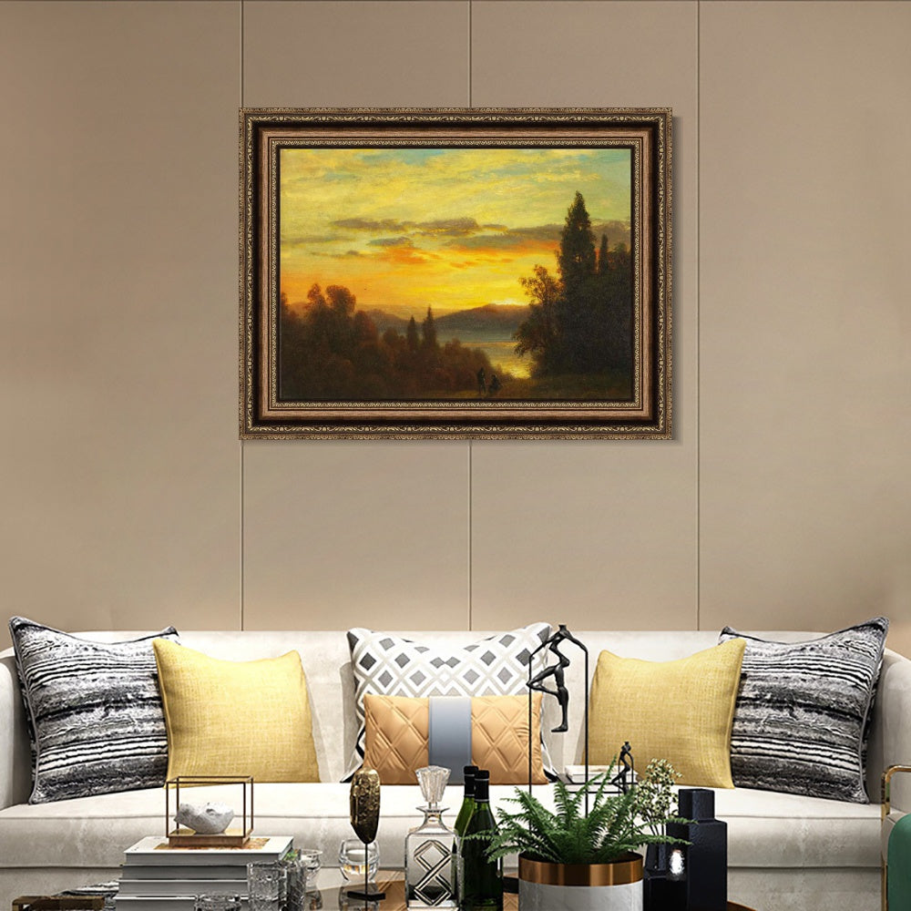INVIN ART Framed Canvas Art Giclee Print On the Hudson River Near Irvington by Albert Bierstadt Wall Art