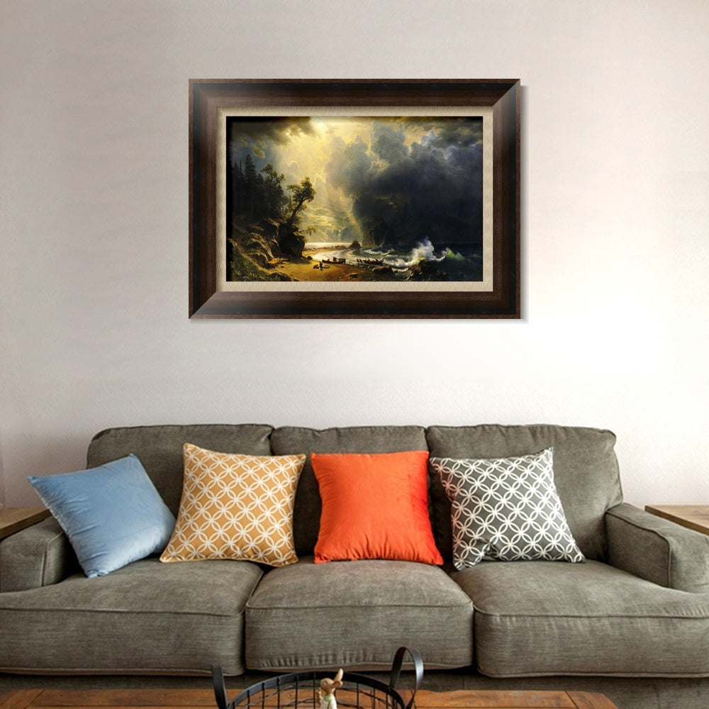 INVIN ART Framed Canvas Art Giclee Print Puget Sound on The Pacific Coast by Albert Bierstadt Wall Art