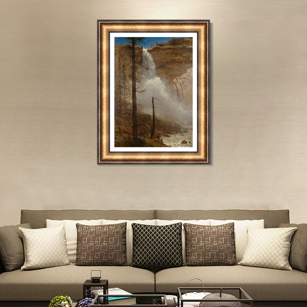 INVIN ART Framed Canvas Art Giclee Print Waterfall#135 by Albert Bierstadt Wall Art