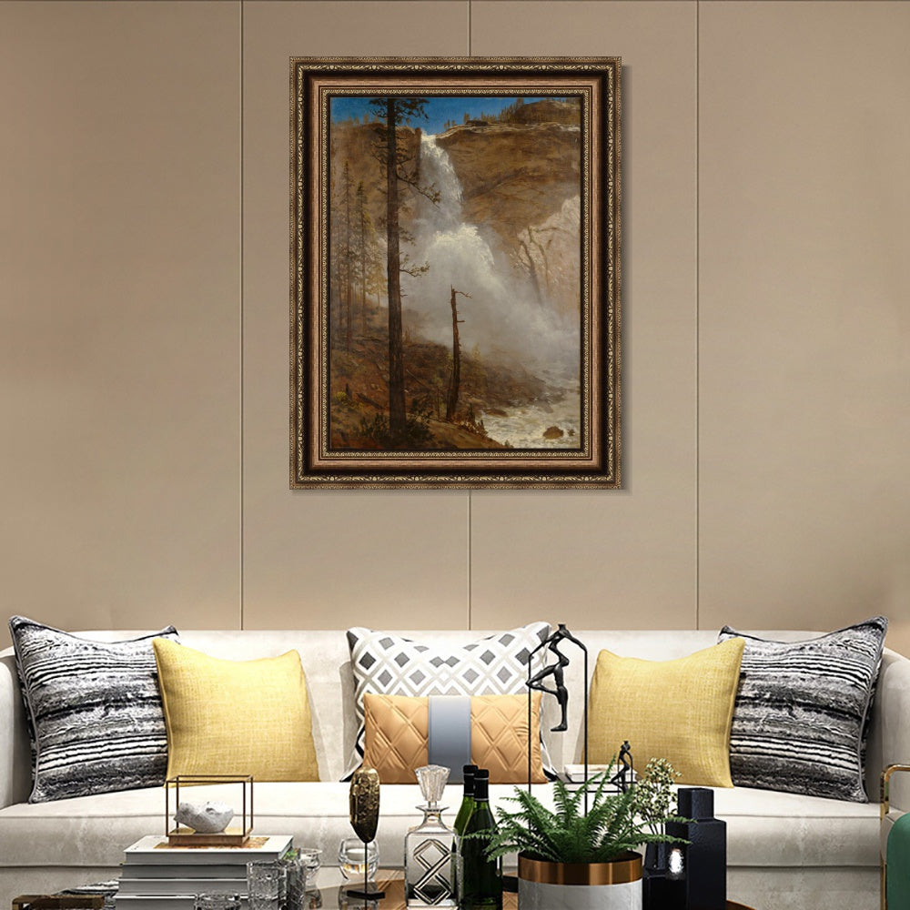 INVIN ART Framed Canvas Art Giclee Print Waterfall#135 by Albert Bierstadt Wall Art