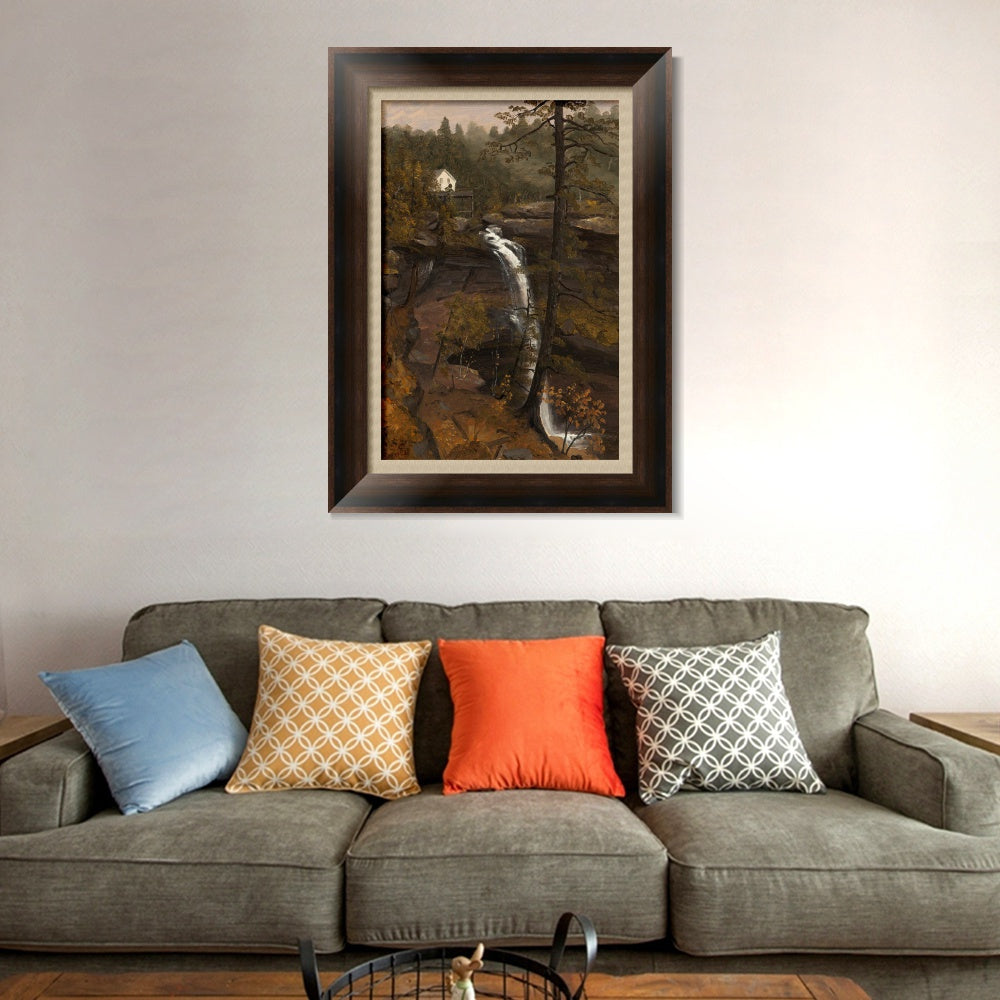 INVIN ART Framed Canvas Art Giclee Print Waterfall#136 by Albert Bierstadt Wall Art