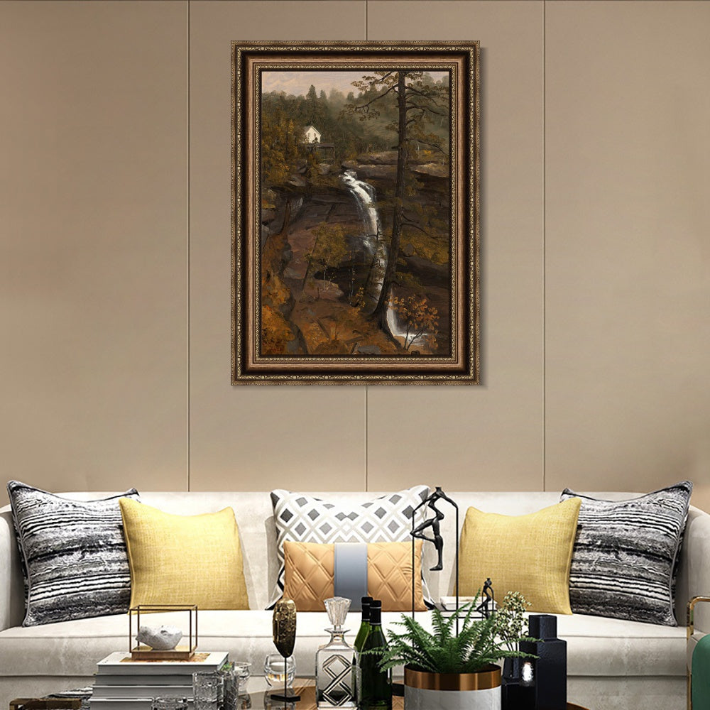 INVIN ART Framed Canvas Art Giclee Print Waterfall#136 by Albert Bierstadt Wall Art