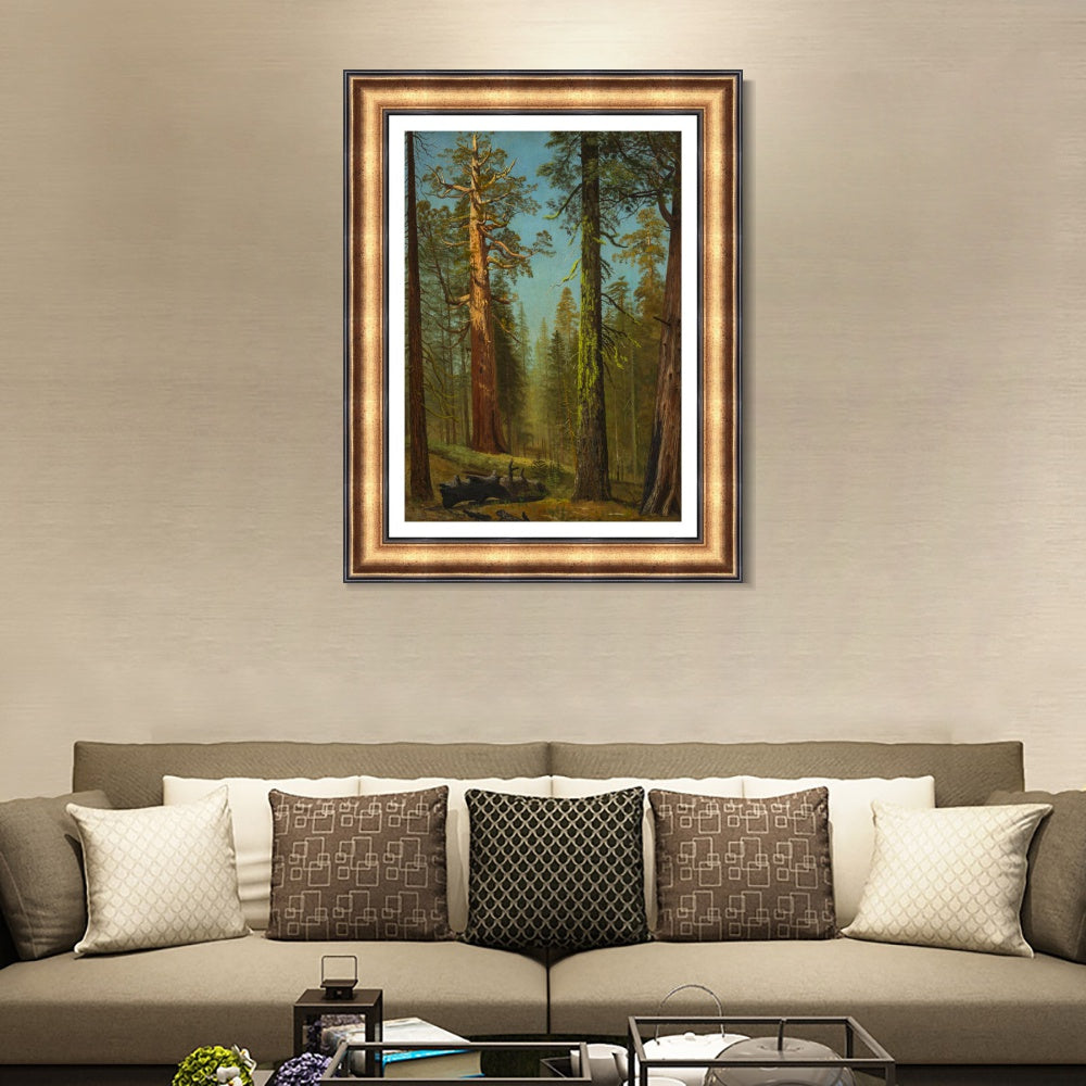 INVIN ART Framed Canvas Art Giclee Print The Grizzly Giant Sequoia, Mariposa Grove, California by Albert Bierstadt Wall Art