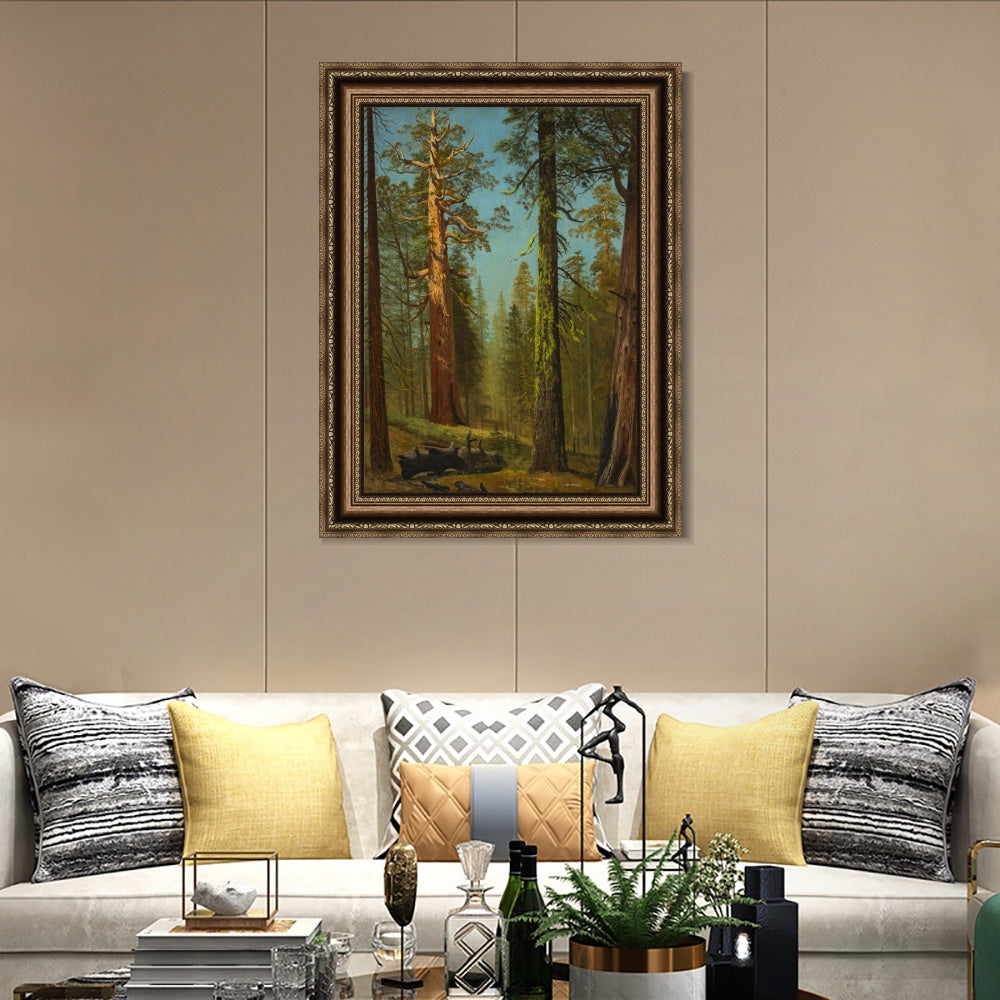 INVIN ART Framed Canvas Art Giclee Print The Grizzly Giant Sequoia, Mariposa Grove, California by Albert Bierstadt Wall Art