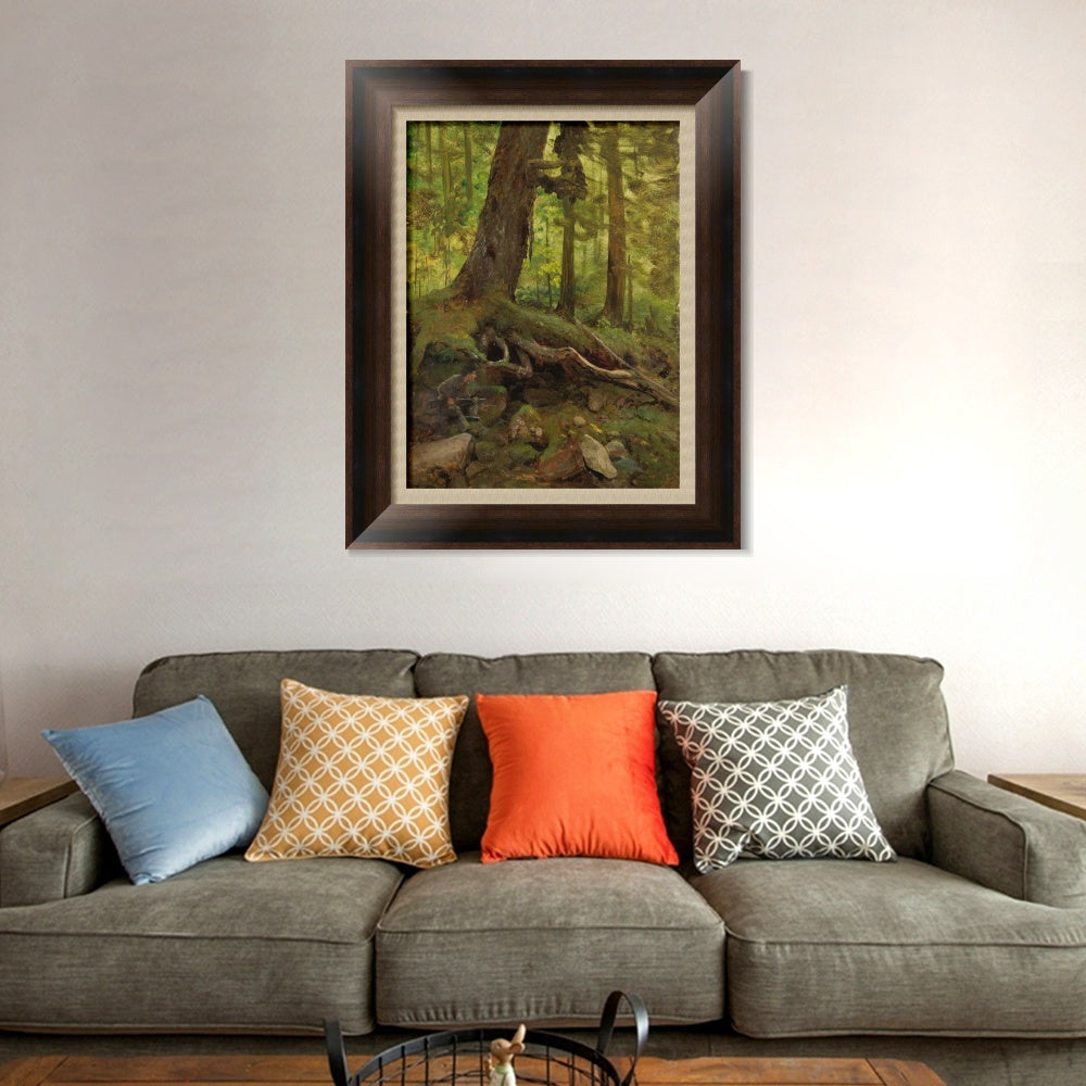 INVIN ART Framed Canvas Art Giclee Print Hunter in the White Mountains Near Glen House by Albert Bierstadt Wall Art
