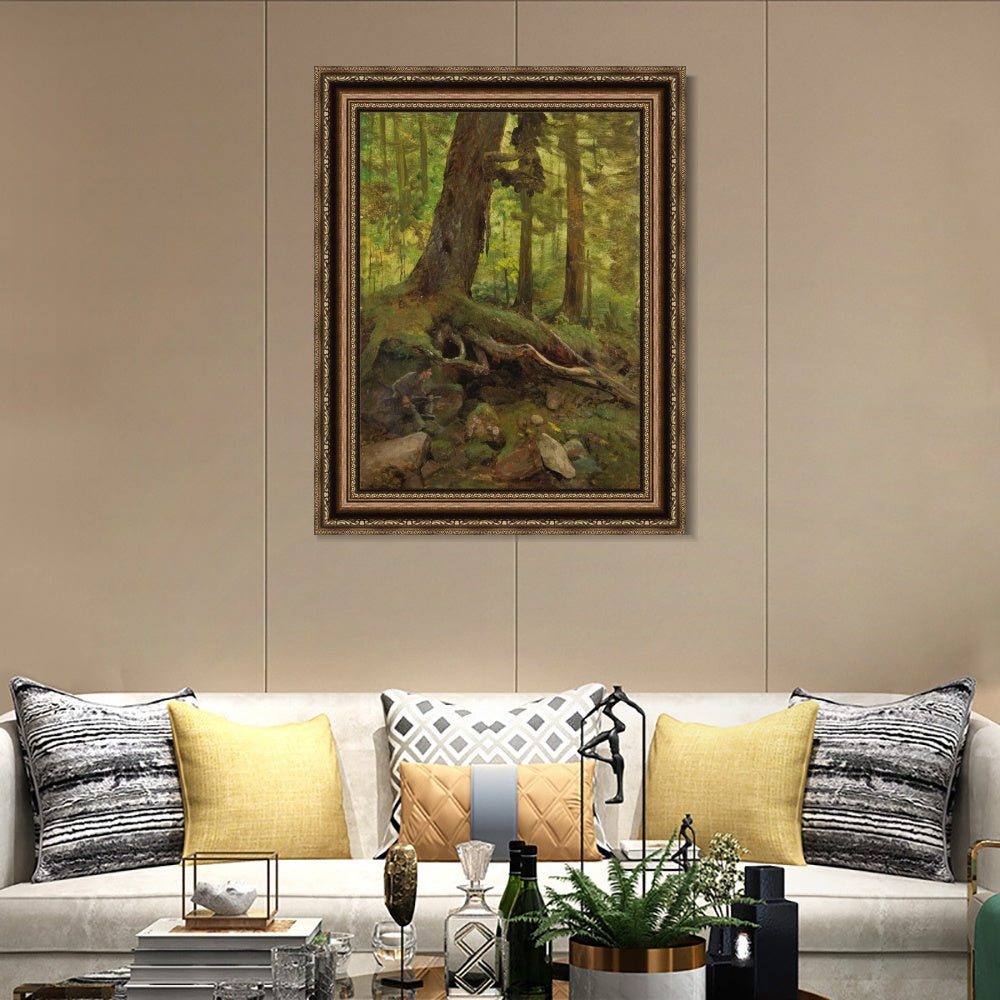 INVIN ART Framed Canvas Art Giclee Print Hunter in the White Mountains Near Glen House by Albert Bierstadt Wall Art