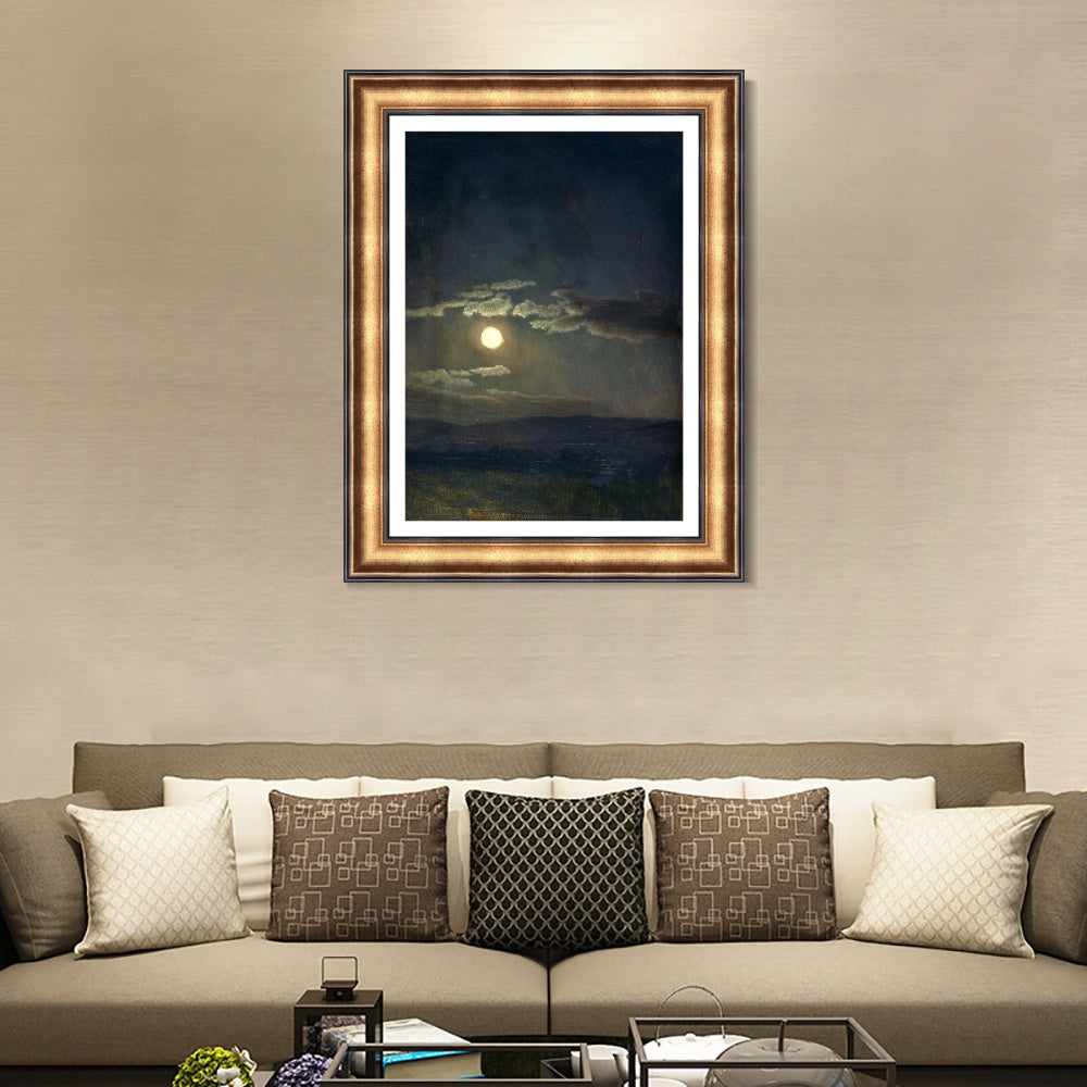 INVIN ART Framed Canvas Art Giclee Print Moon by Albert Bierstadt Wall Art