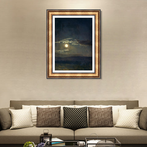 INVIN ART Framed Canvas Art Giclee Print Moon by Albert Bierstadt Wall Art Living Room Home Office Decorations