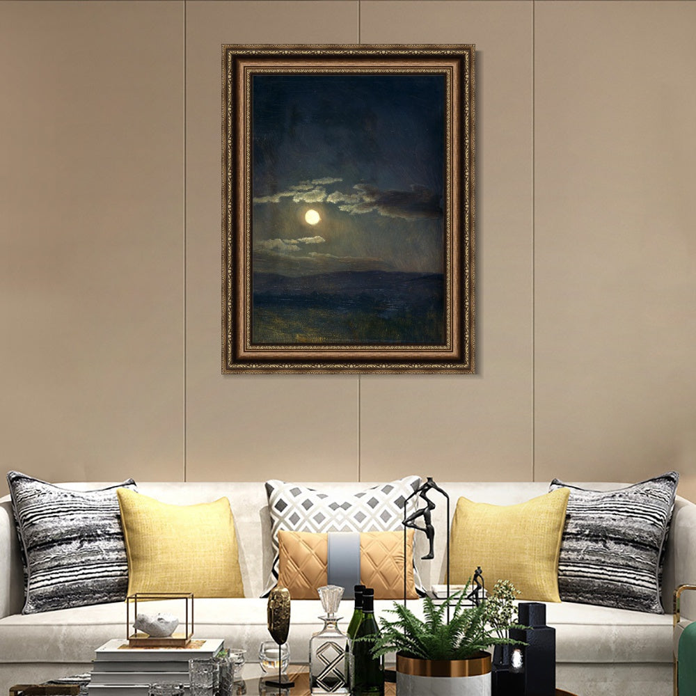 INVIN ART Framed Canvas Art Giclee Print Moon by Albert Bierstadt Wall Art