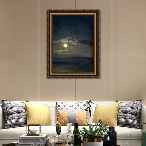 INVIN ART Framed Canvas Art Giclee Print Moon by Albert Bierstadt Wall Art Living Room Home Office Decorations