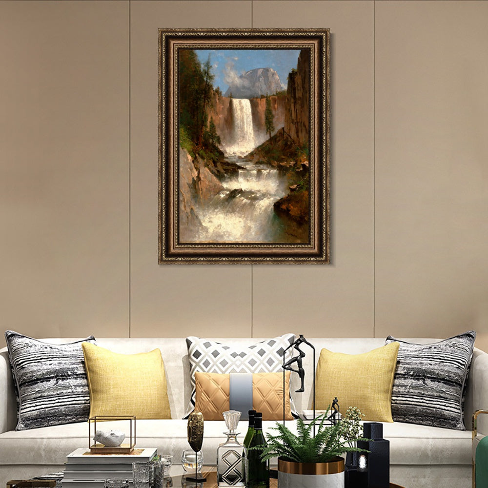 INVIN ART Framed Canvas Art Giclee Print Waterfall#141 by Albert Bierstadt Wall Art