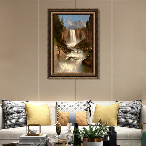 INVIN ART Framed Canvas Art Giclee Print Waterfall#141 by Albert Bierstadt Wall Art Living Room Home Office Decorations
