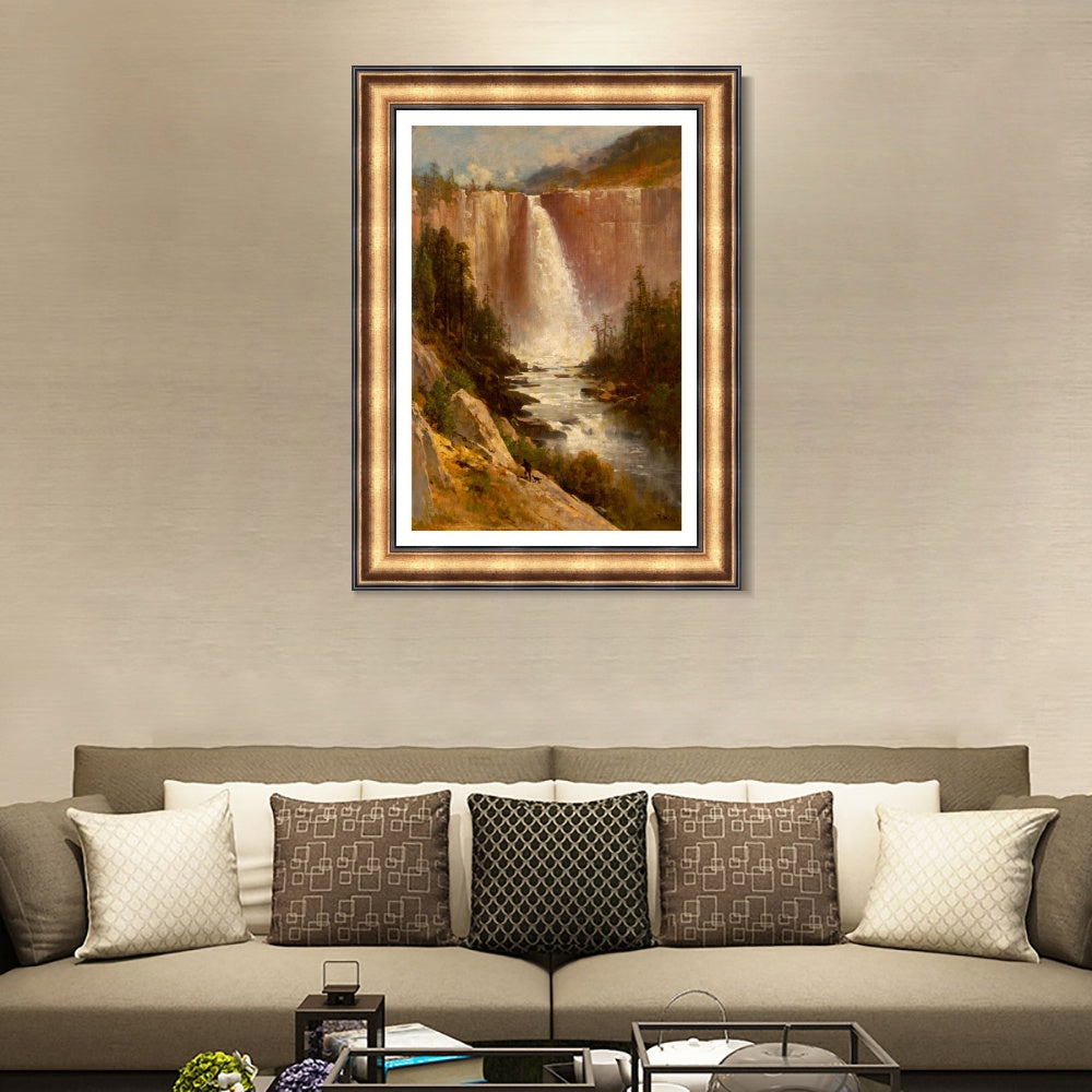 INVIN ART Framed Canvas Art Giclee Print Waterfall#142 by Albert Bierstadt Wall Art