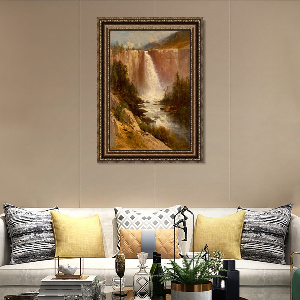 INVIN ART Framed Canvas Art Giclee Print Waterfall#142 by Albert Bierstadt Wall Art