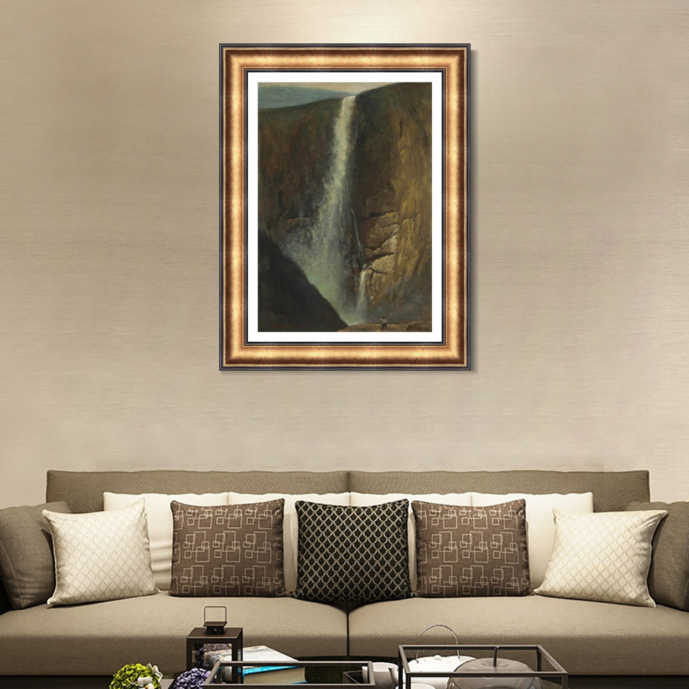 INVIN ART Framed Canvas Art Giclee Print Waterfall#143 by Albert Bierstadt Wall Art