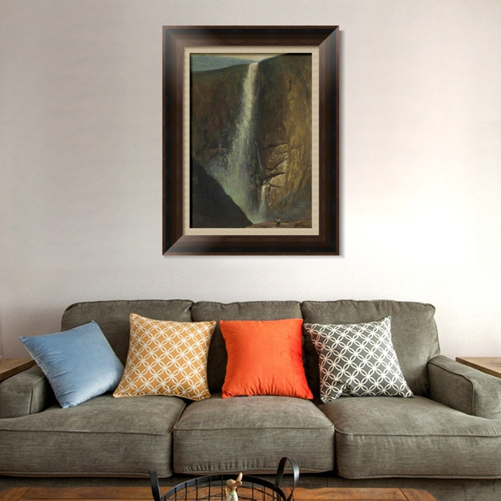 INVIN ART Framed Canvas Art Giclee Print Waterfall#143 by Albert Bierstadt Wall Art