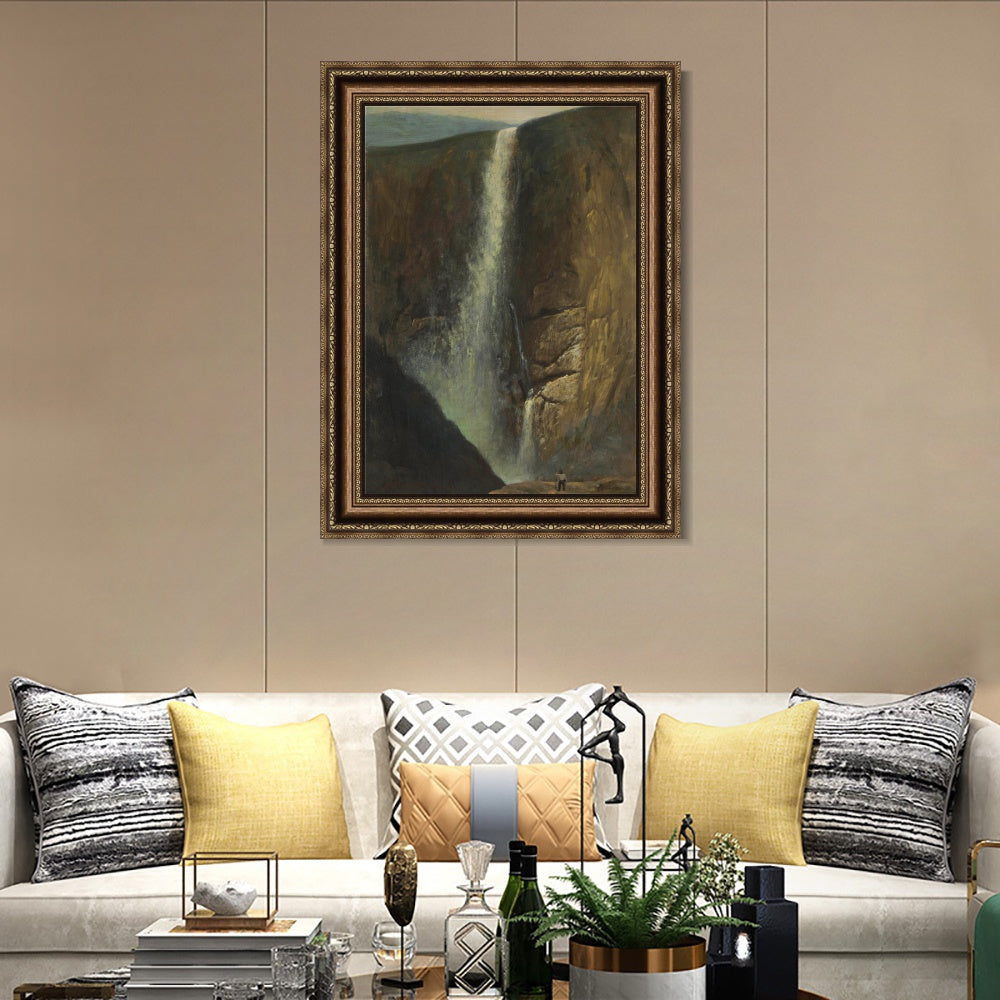 INVIN ART Framed Canvas Art Giclee Print Waterfall#143 by Albert Bierstadt Wall Art