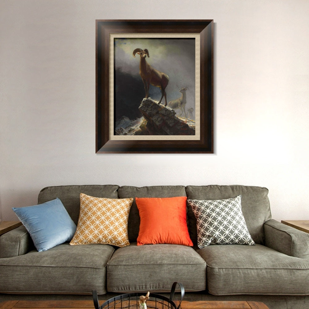 INVIN ART Framed Canvas Art Giclee Print Rocky Mountain Sheep circa 1882-1883 by Albert Bierstadt Wall Art