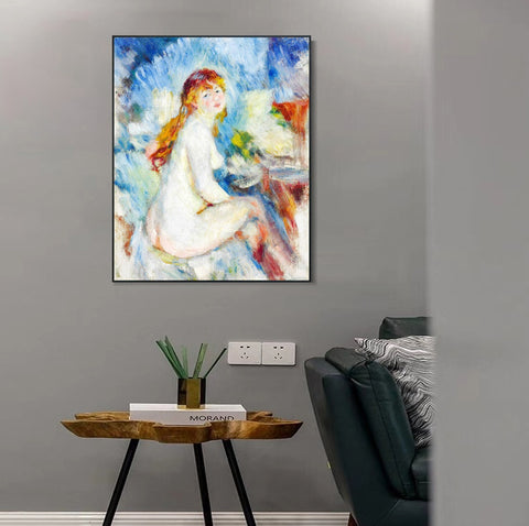 INVIN ART Framed Canvas BUSTE DE FEMME NUE by Pierre Auguste Renoir Wall Art Living Room Home Office Decorations