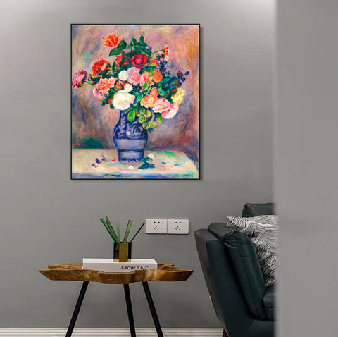 INVIN ART Framed Canvas Flowers in a Vase by Pierre Auguste Renoir Wall Art Living Room Home Office Decorations