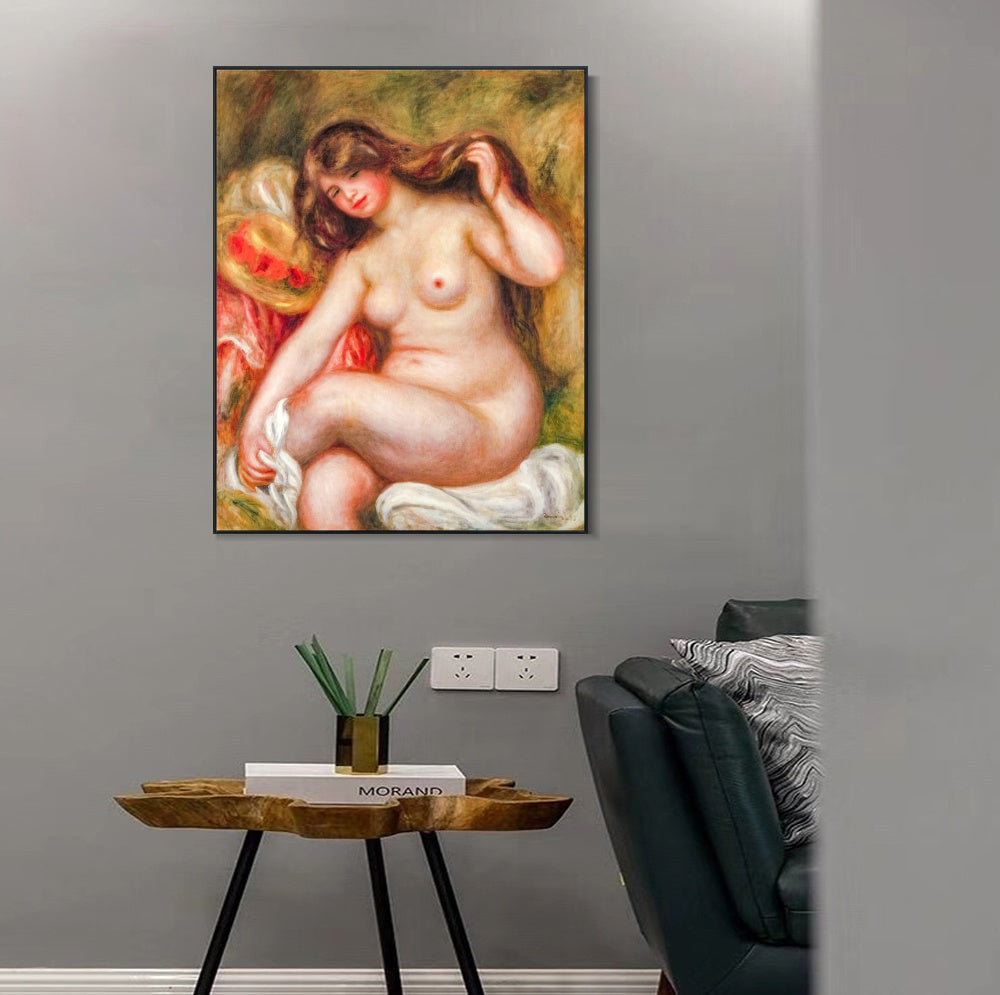INVIN ART Framed Canvas 1841-1919 Large Bather by Pierre Auguste Renoir Wall Art Living Room Home Office Decorations