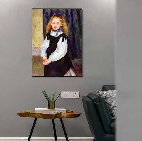 INVIN ART Framed Canvas Portrait of Mademoiselle Legrand by Pierre Auguste Renoir Wall Art Living Room Home Office Decorations