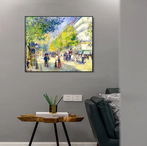 INVIN ART Framed Canvas The Grands Boulevards by Pierre Auguste Renoir Wall Art Living Room Home Office Decorations