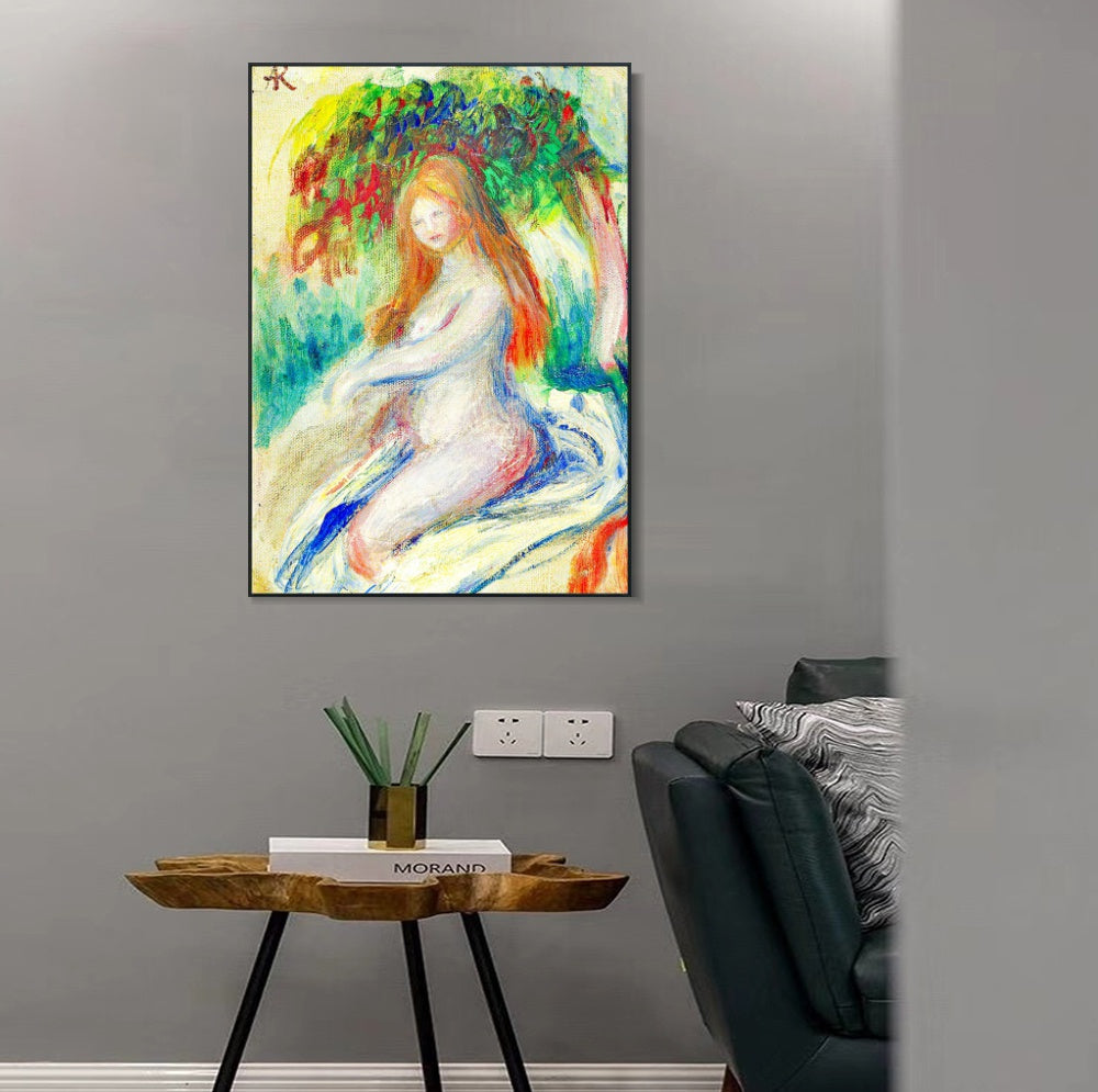 INVIN ART Framed Canvas BAIGNEUSE4 by Pierre Auguste Renoir Wall Art Living Room Home Office Decorations