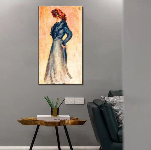 INVIN ART Framed Canvas FEMME DEBOUT DE PROFIL by Pierre Auguste Renoir Wall Art Living Room Home Office Decorations