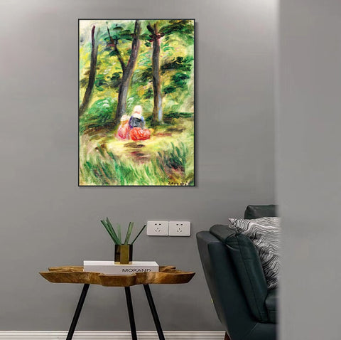INVIN ART Framed Canvas FEMME ET ENFANT DANS UN PAYSAGE by Pierre Auguste Renoir Wall Art Living Room Home Office Decorations