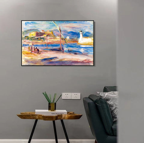 INVIN ART Framed Canvas FORT CARRÉ ET PHARE D'ANTIBES by Pierre Auguste Renoir Wall Art Living Room Home Office Decorations