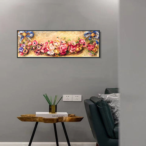 INVIN ART Framed Canvas GUIRLANDE DE ROSES by Pierre Auguste Renoir Wall Art Living Room Home Office Decorations