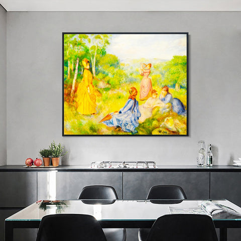 INVIN ART Framed Canvas Jeunes Filles Jouant au Volant by Pierre Auguste Renoir Wall Art Living Room Home Office Decorations